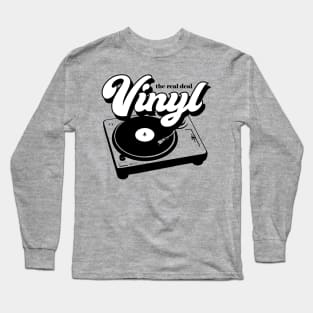 Vinyl Records - The Real Deal - Retro Record Player Turntable Long Sleeve T-Shirt